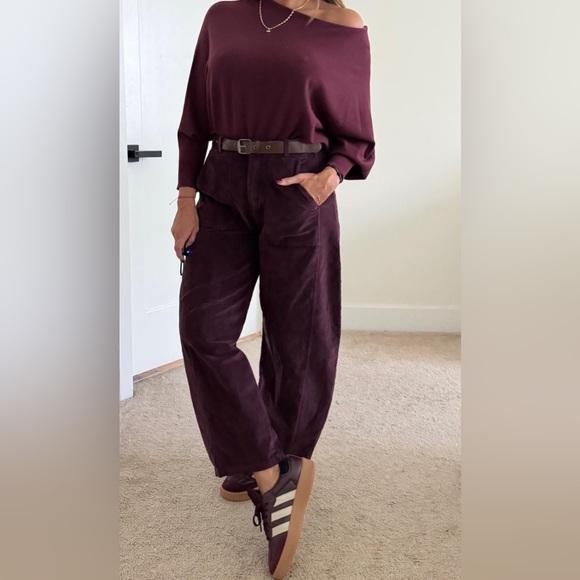 Made in Italy Barrel Corduroy Pants with Belt - Picture 2 of 5